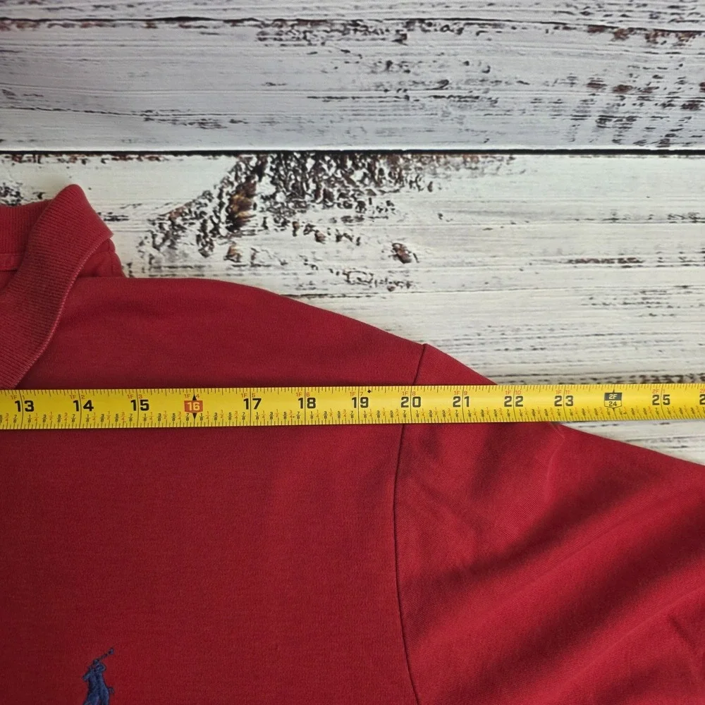 Polo Ralph Lauren Mens XL Polo Red Cotton Short Sleeve Blue Pony‎ Small Flaw